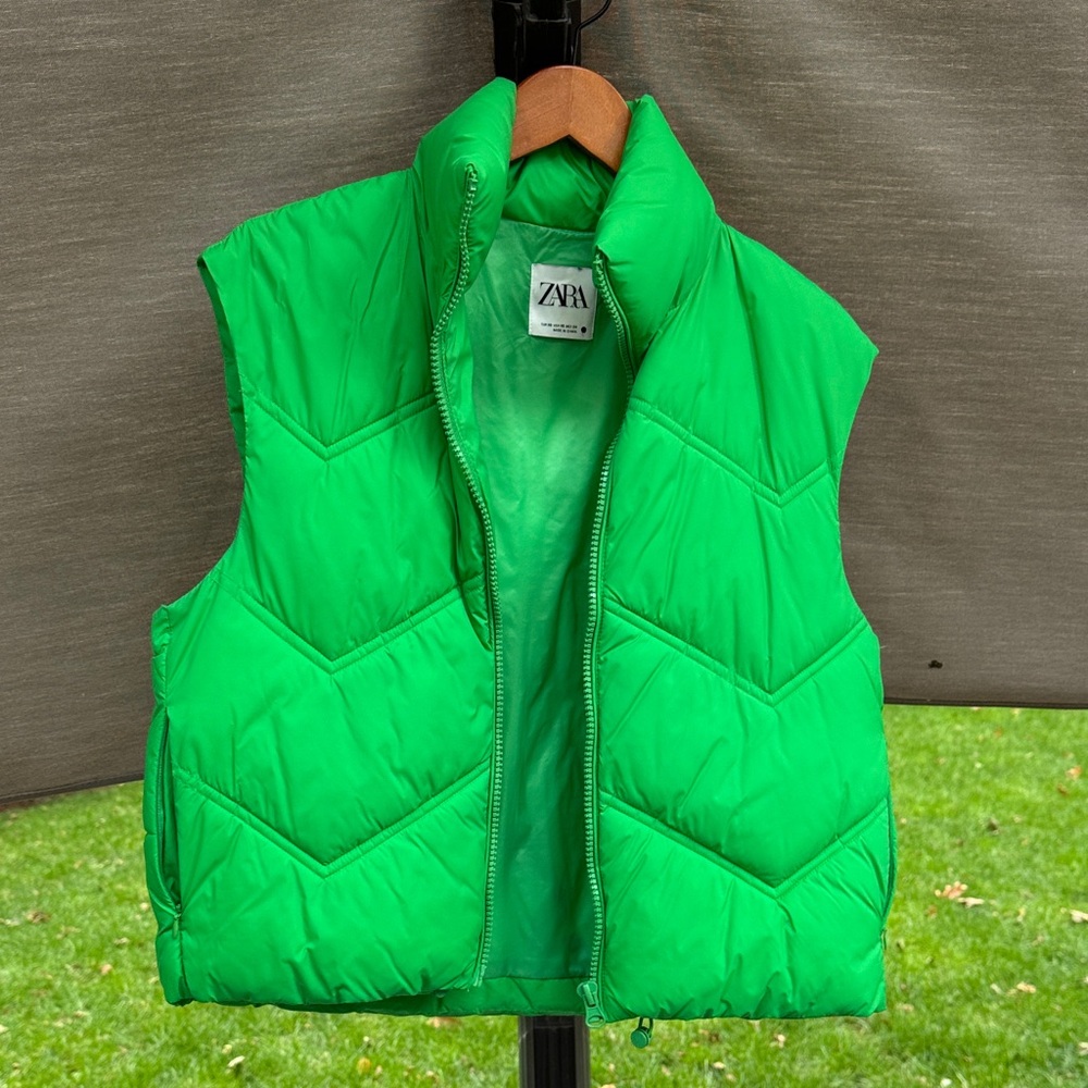 Zara Vibrant Green Quilted Vest